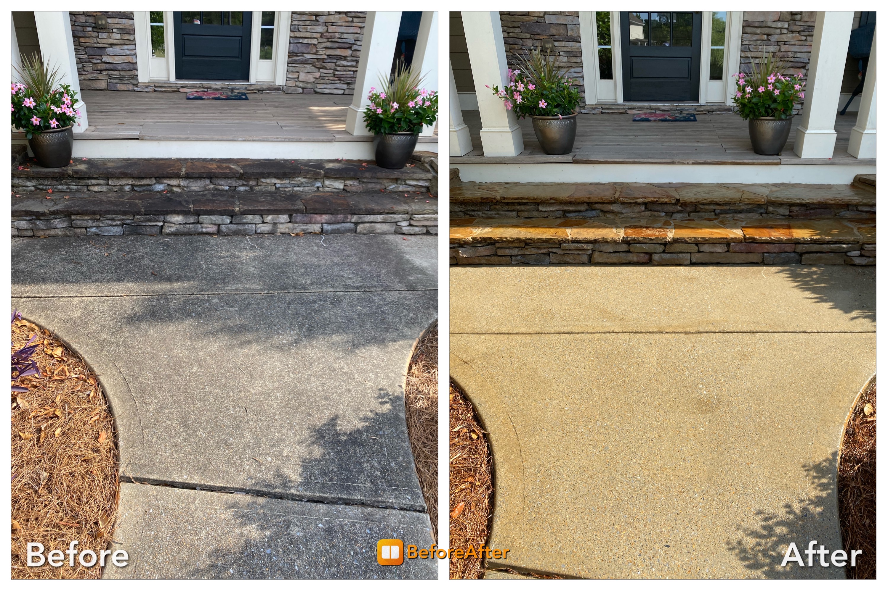 Concrete walk and cultured stone steps